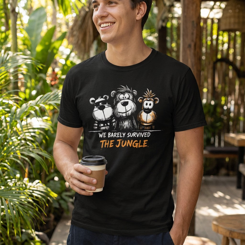 WildVero "We Barely Survived The Jungle" T-Shirt – Funny Group Vacation & Party Tee