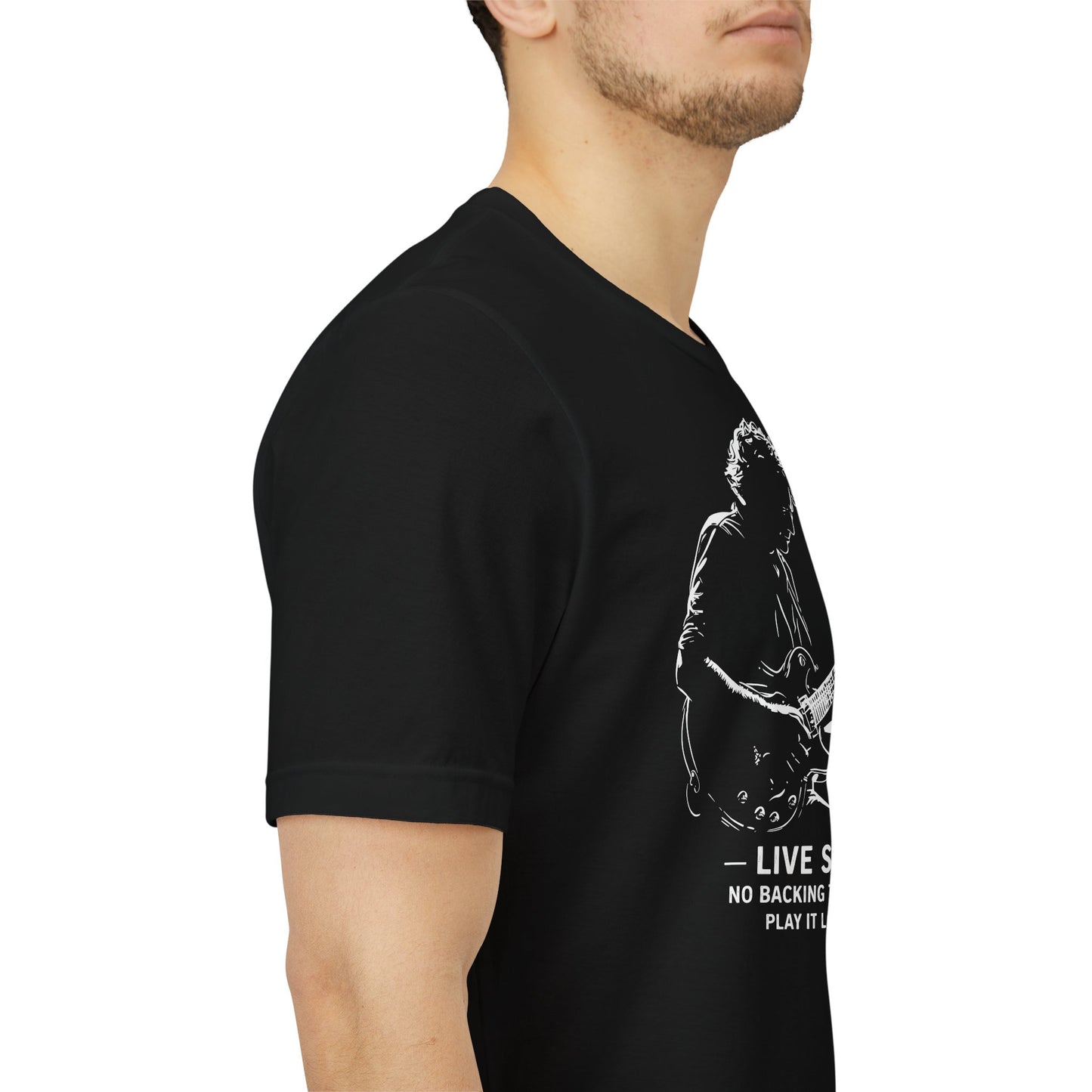Live Set No Backing Tracks T-Shirt – Men’s Black Guitarist Graphic Tee | WildVero