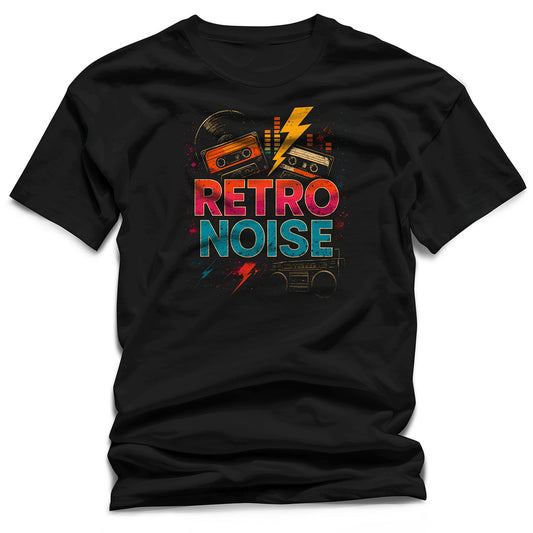 "Retro Noise" 80s Cassette Tape Graphic T-Shirt – Vintage Synthwave Music Tee