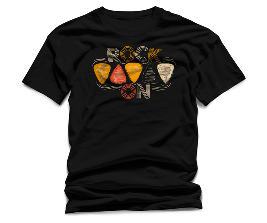 Rock On T-Shirt – Guitar Pick Graphic Unisex Tee, Music Lover Rock Shirt