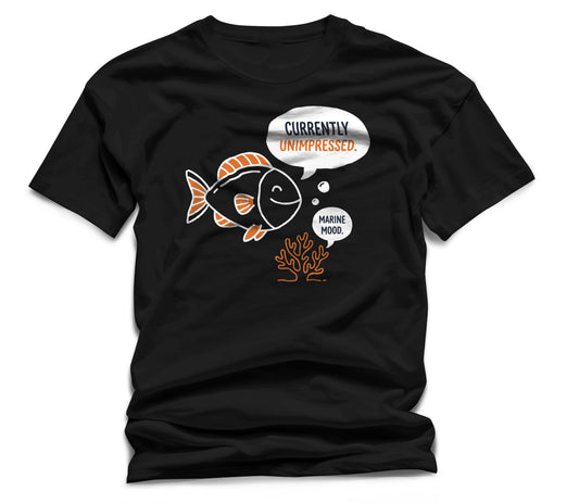 Currently Unimpressed Fish T-Shirt – Men’s Black Funny Marine Mood Tee | WildVero