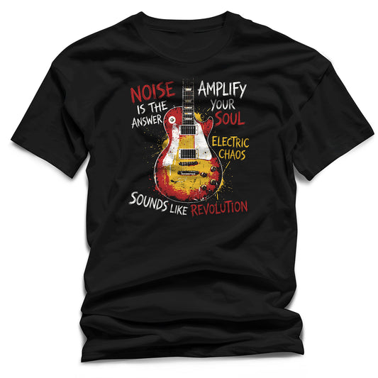 "Noise Is The Answer" Electric Guitar T-Shirt – Amplify Your Soul Rock Graphic Tee