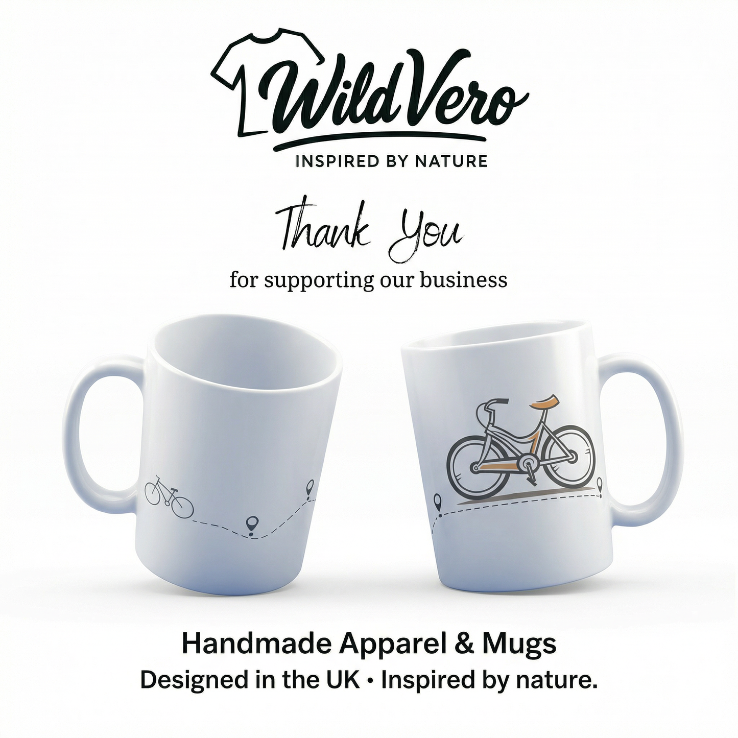 Cycling Mug – 11oz Sublimation Ceramic Mug, Minimal Bicycle Coffee Cup