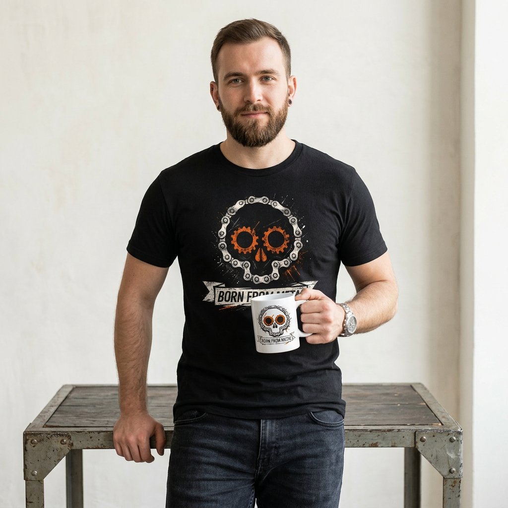 Born From Metal Gift Set – T-Shirt and 11oz Mug, DTF Tee + Sublimation Mug