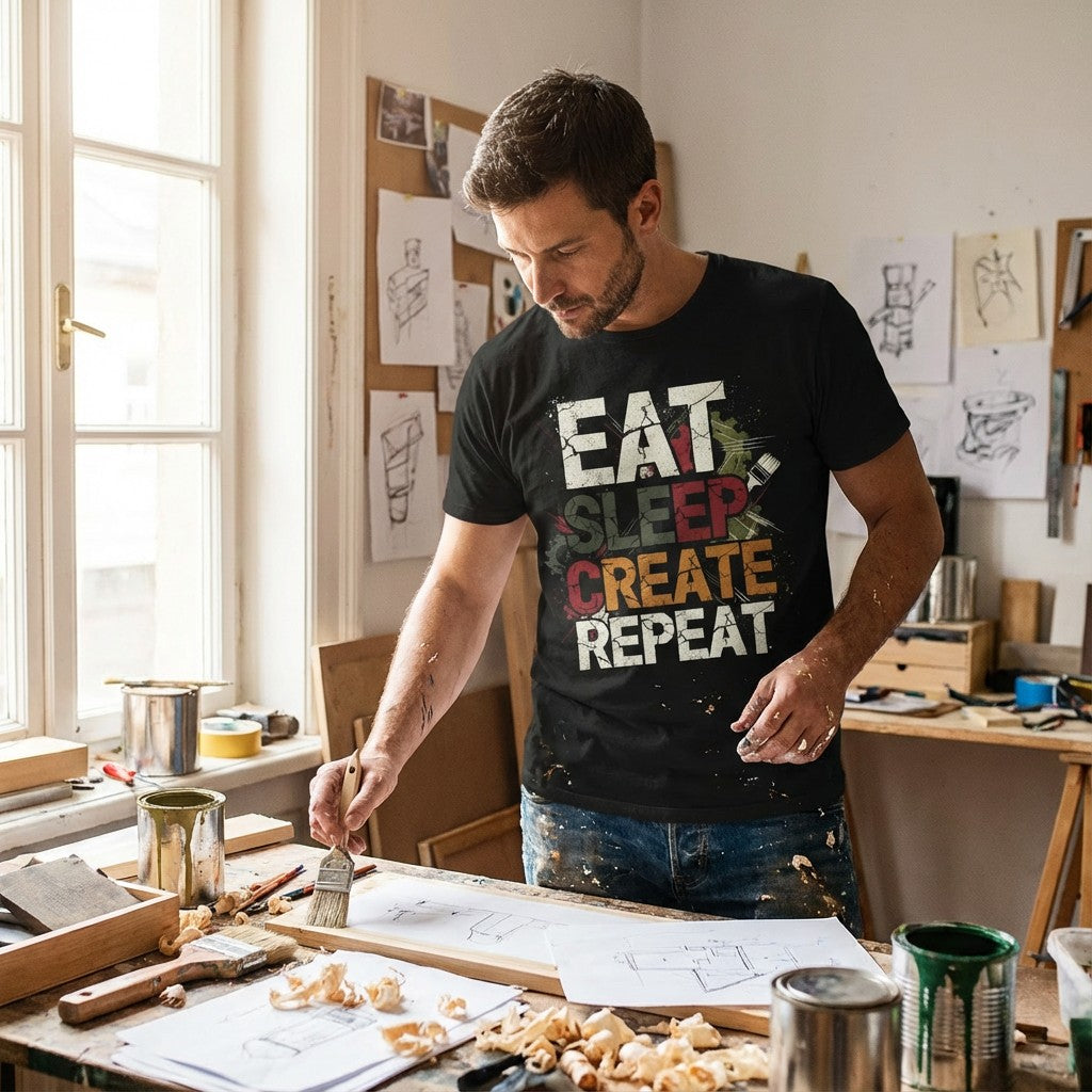 WildVero "Eat Sleep Create Repeat" T-Shirt – Artist & Maker Graphic Tee