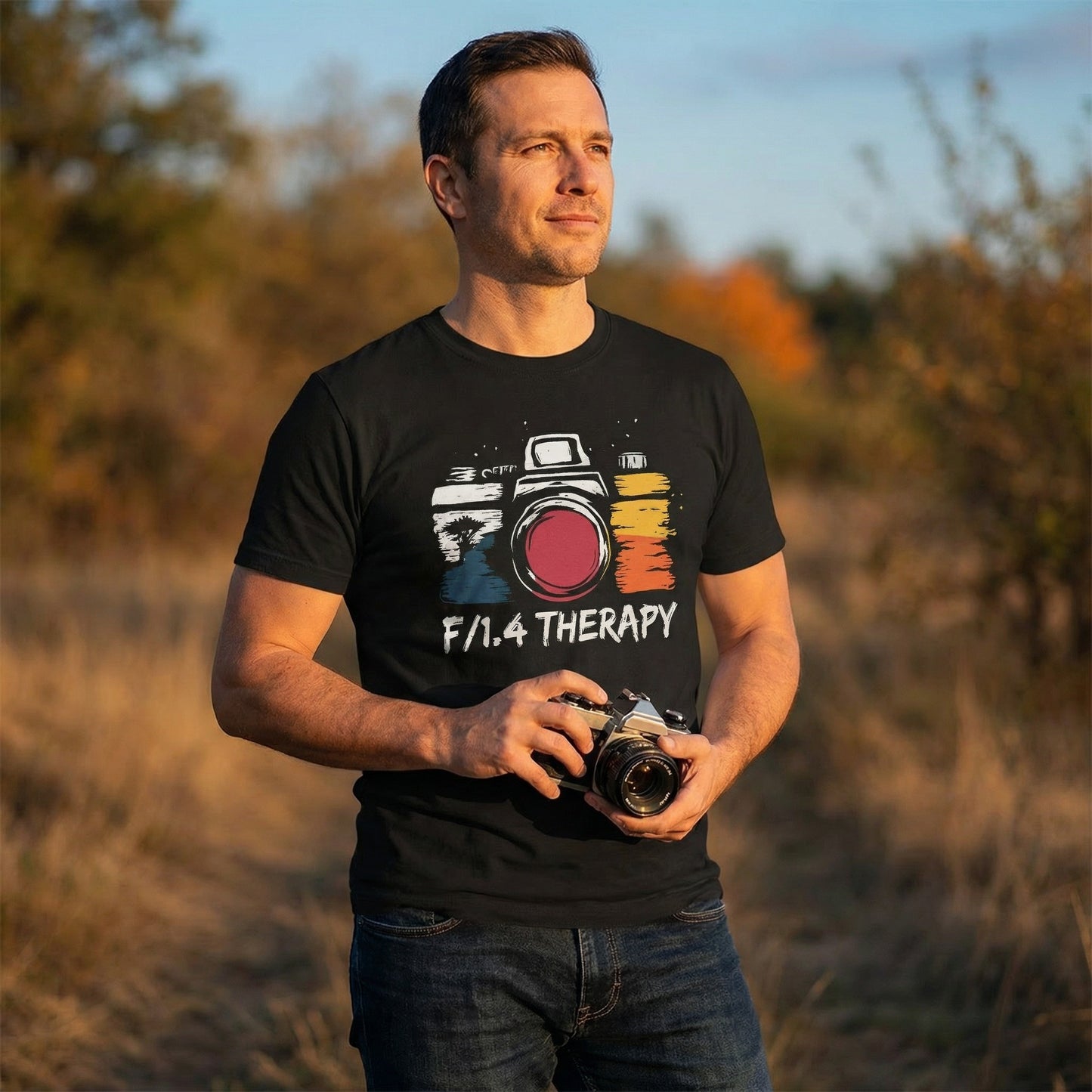 F/1.4 Therapy Photographer T-Shirt – Funny Camera Graphic Tee