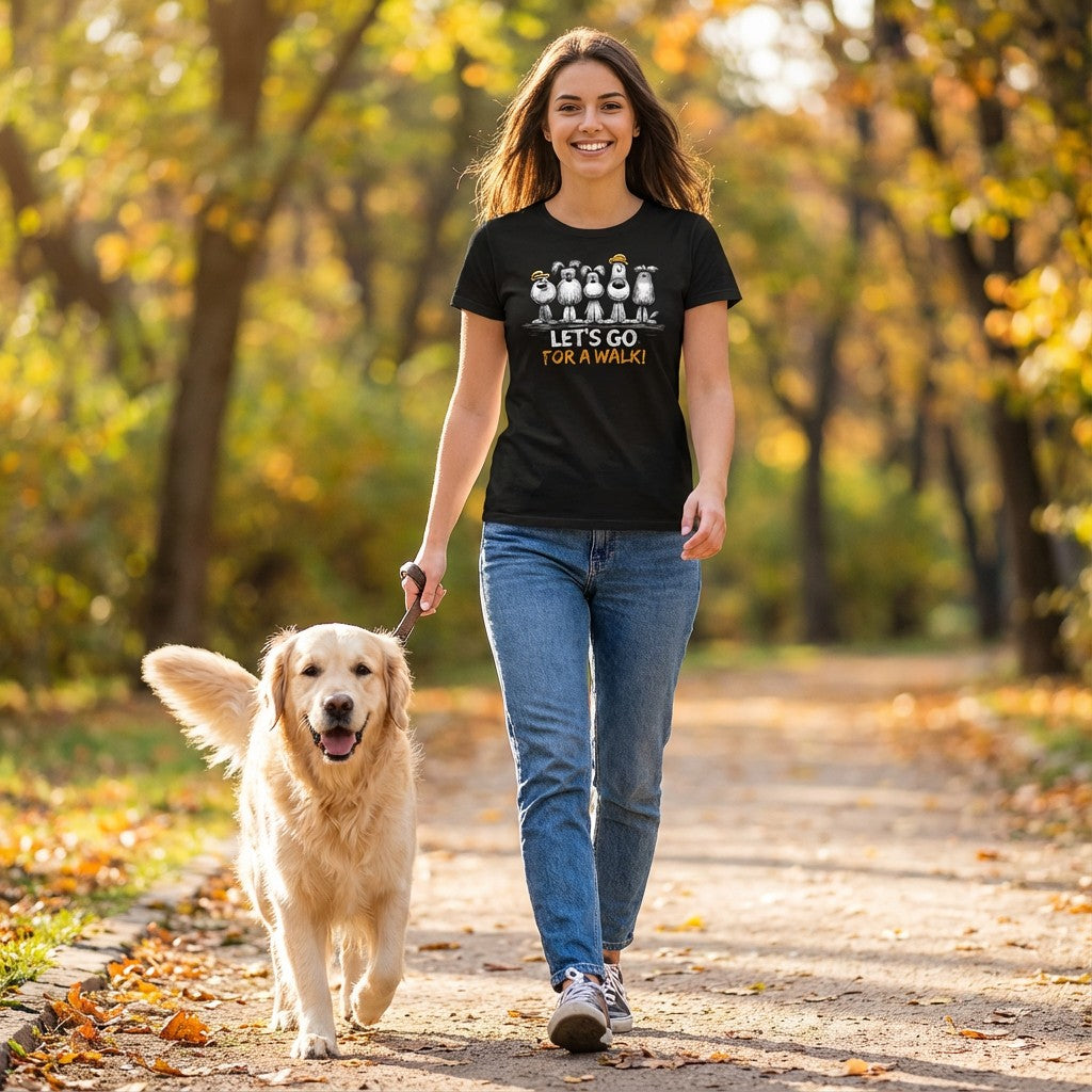 WildVero "Let's Go For A Walk" Funny Dogs T-Shirt
