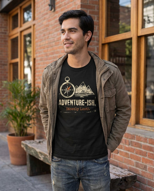 WildVero™ "Adventure-ish" T-Shirt | Funny Mostly Lost Hiking Compass Tee