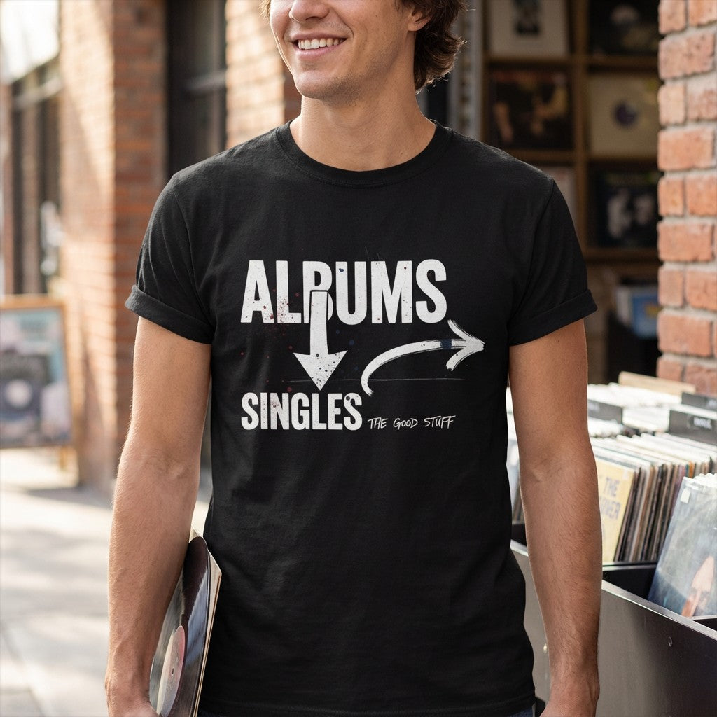 WildVero "Albums & Singles" T-Shirt – Music Lover & Vinyl Collector Graphic Tee