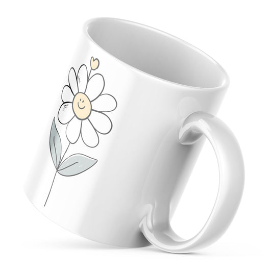Your Smile Brightens the Day Mug 11oz – Cute Daisy Ceramic Coffee Mug, Sublimation Gift Cup