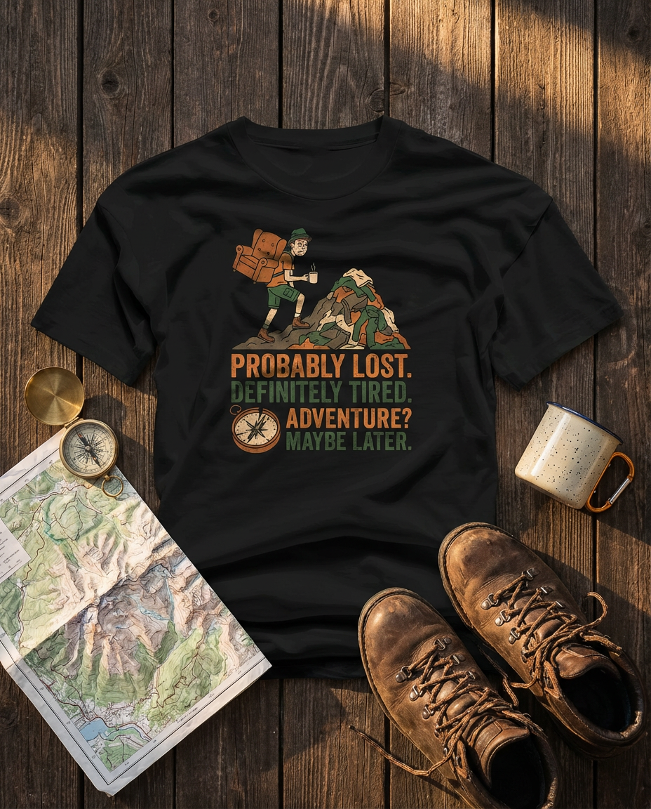 WildVero™ "Probably Lost" Laundry Mountain T-Shirt | Funny Adulting & Hiking Tee
