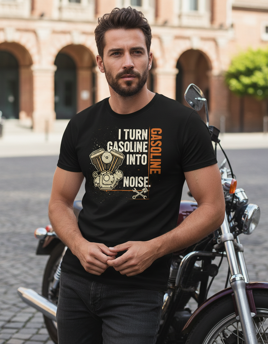 "Gasoline Into Noise" V-Twin Engine Tee