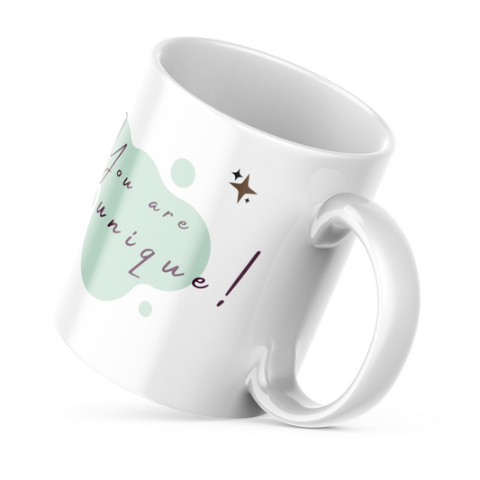 You Are Unique Mug – 11oz Sublimation Ceramic Mug, Inspirational Botanical Coffee Cup