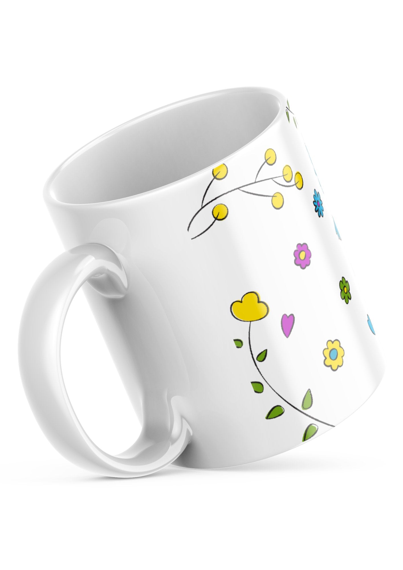 Floral Bird Mug – 11oz Sublimation Ceramic Mug, Cute Nature Coffee Cup