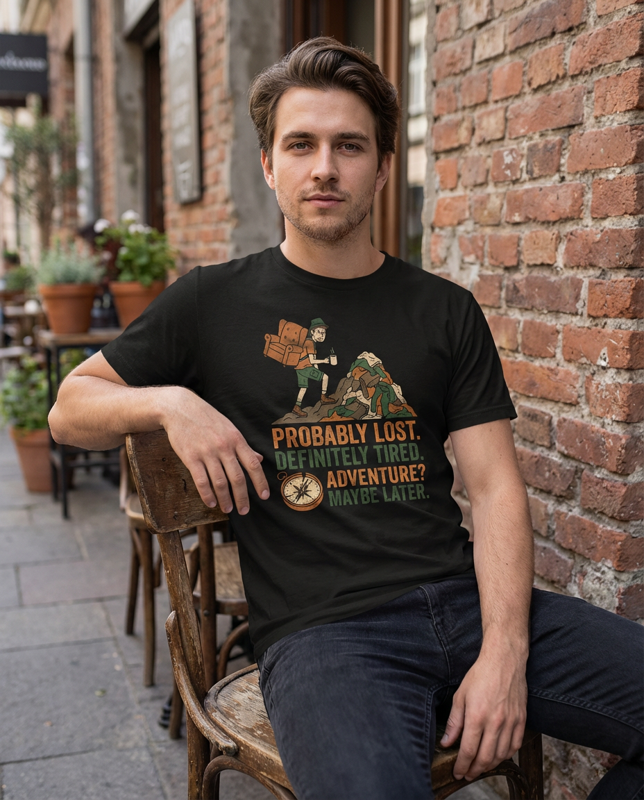 WildVero™ "Probably Lost" Laundry Mountain T-Shirt | Funny Adulting & Hiking Tee