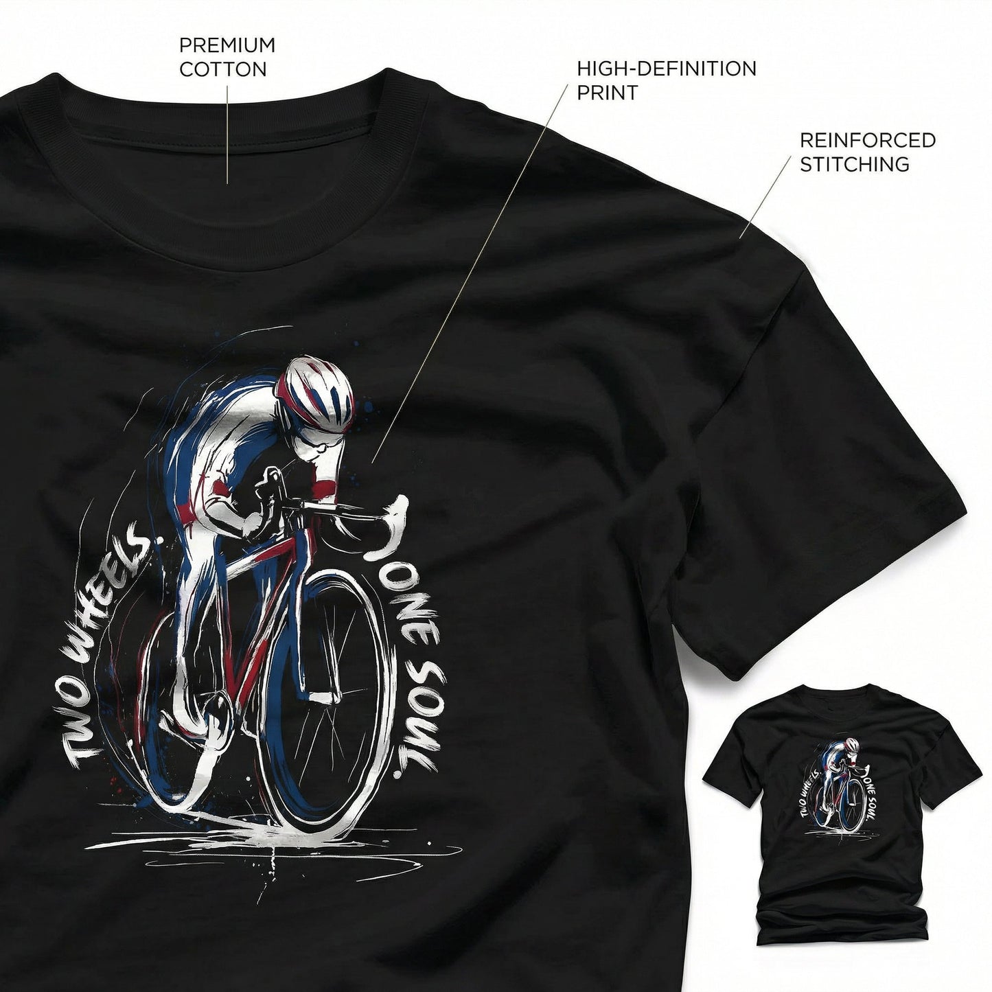 Two Wheels One Soul Road Bike T-Shirt – Cycling Graphic Tee