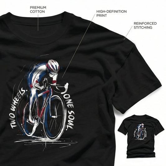 Two Wheels One Soul Road Bike T-Shirt – Cycling Graphic Tee