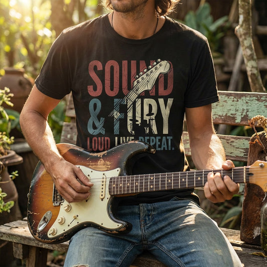 WildVero™ "Sound & Fury" T-Shirt | Vintage Rock Guitar & Live Music Tee