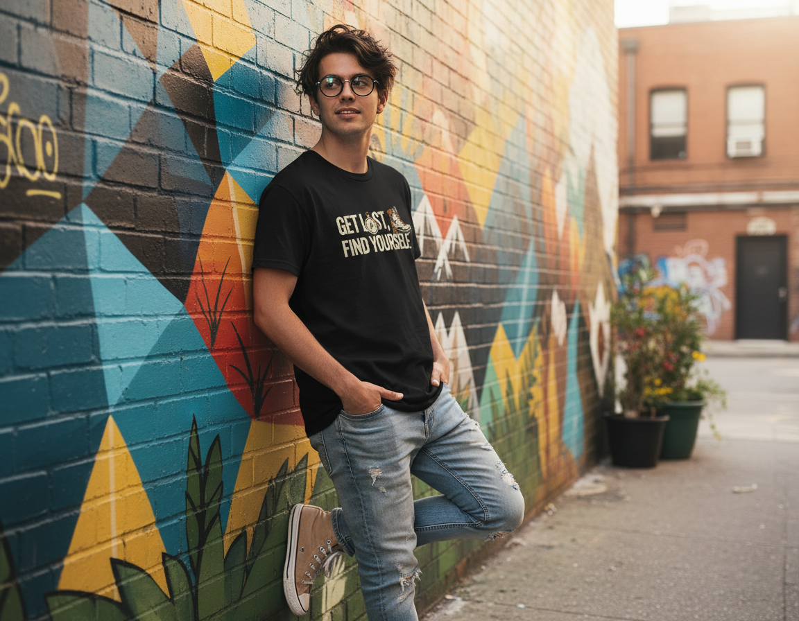 WildVero™ "Get Lost Find Yourself" T-Shirt | Hiking Compass & Boot Graphic Tee