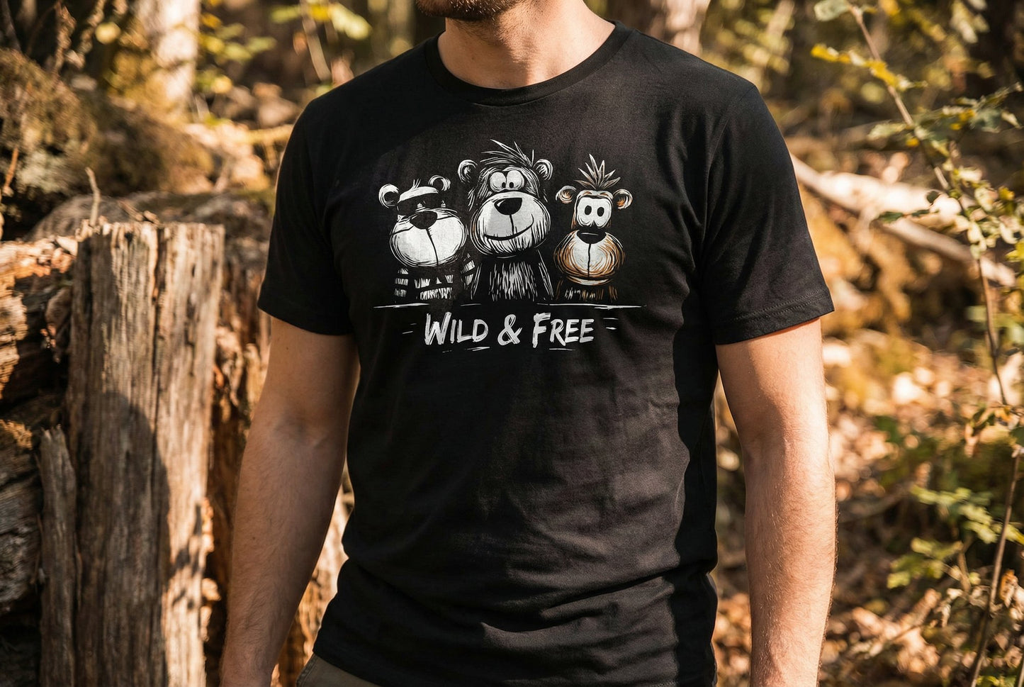Funny Monkey Wild & Free T-Shirt – Unisex Animal Graphic Tee