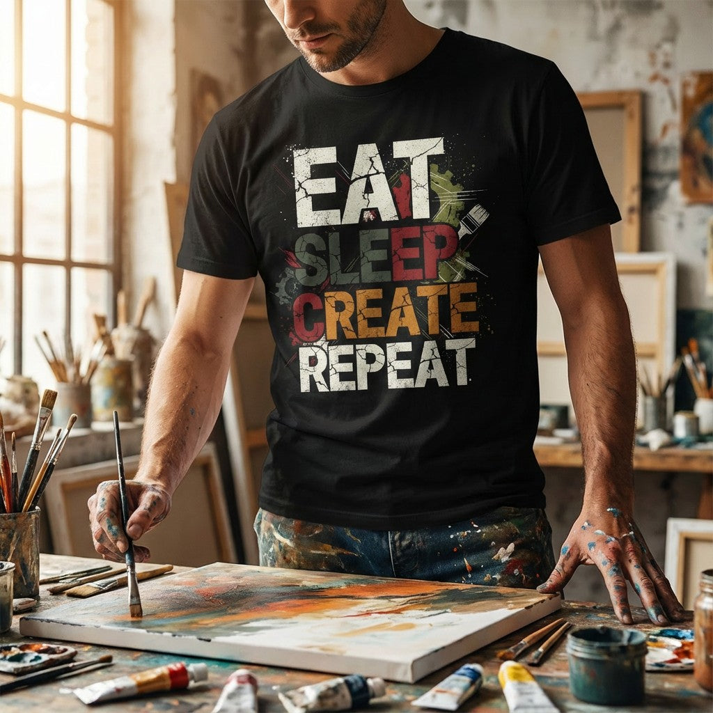 WildVero "Eat Sleep Create Repeat" T-Shirt – Artist & Maker Graphic Tee