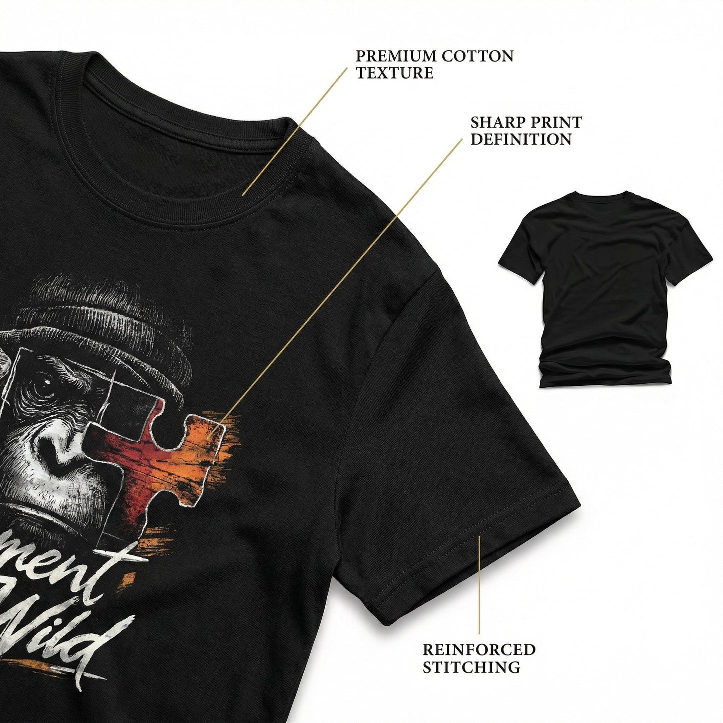 Fragment of the Wild Gorilla T-Shirt – Puzzle Piece Wildlife Graphic Tee