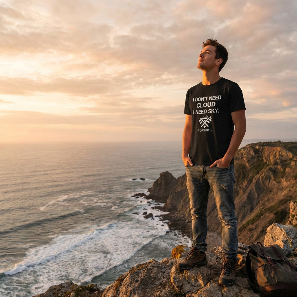 WildVero "I Don't Need Cloud I Need Sky" T-Shirt – Digital Detox & Hiking Tee