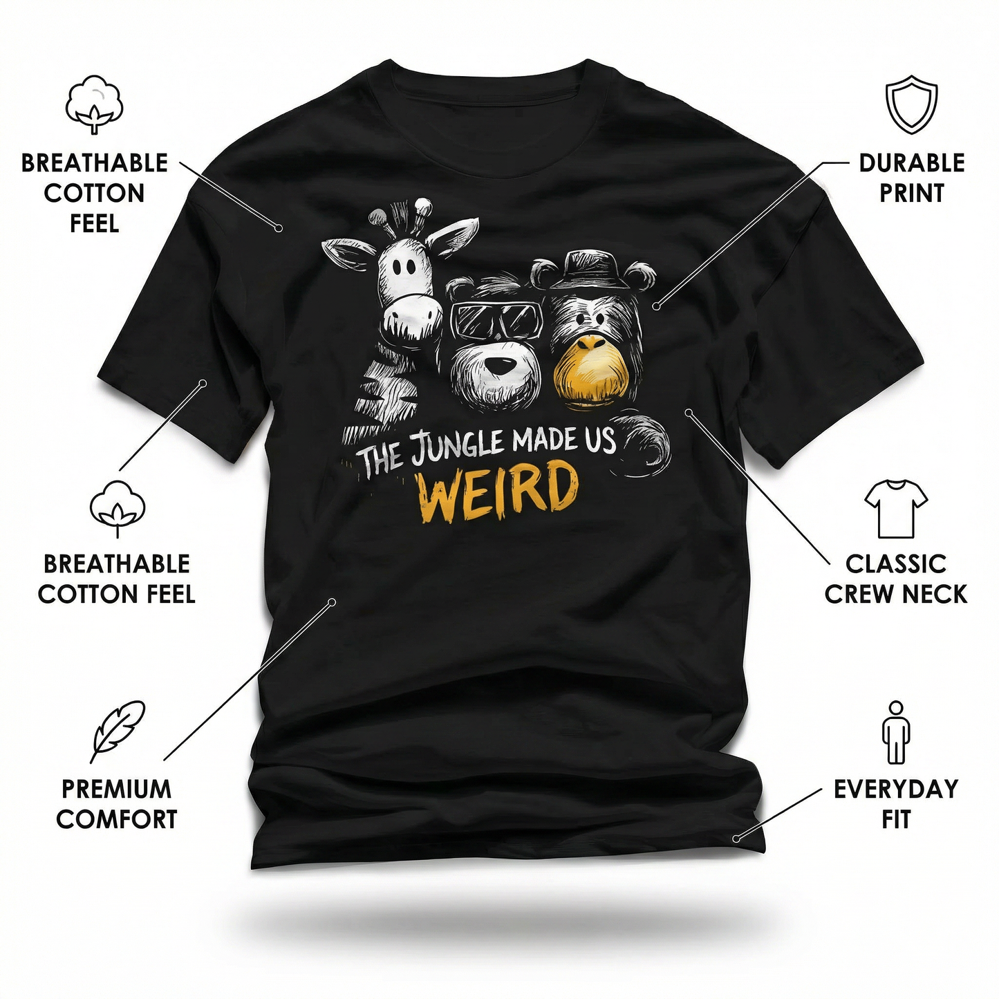 The Jungle Made Us Weird T-Shirt – Funny Jungle Animal Graphic Tee