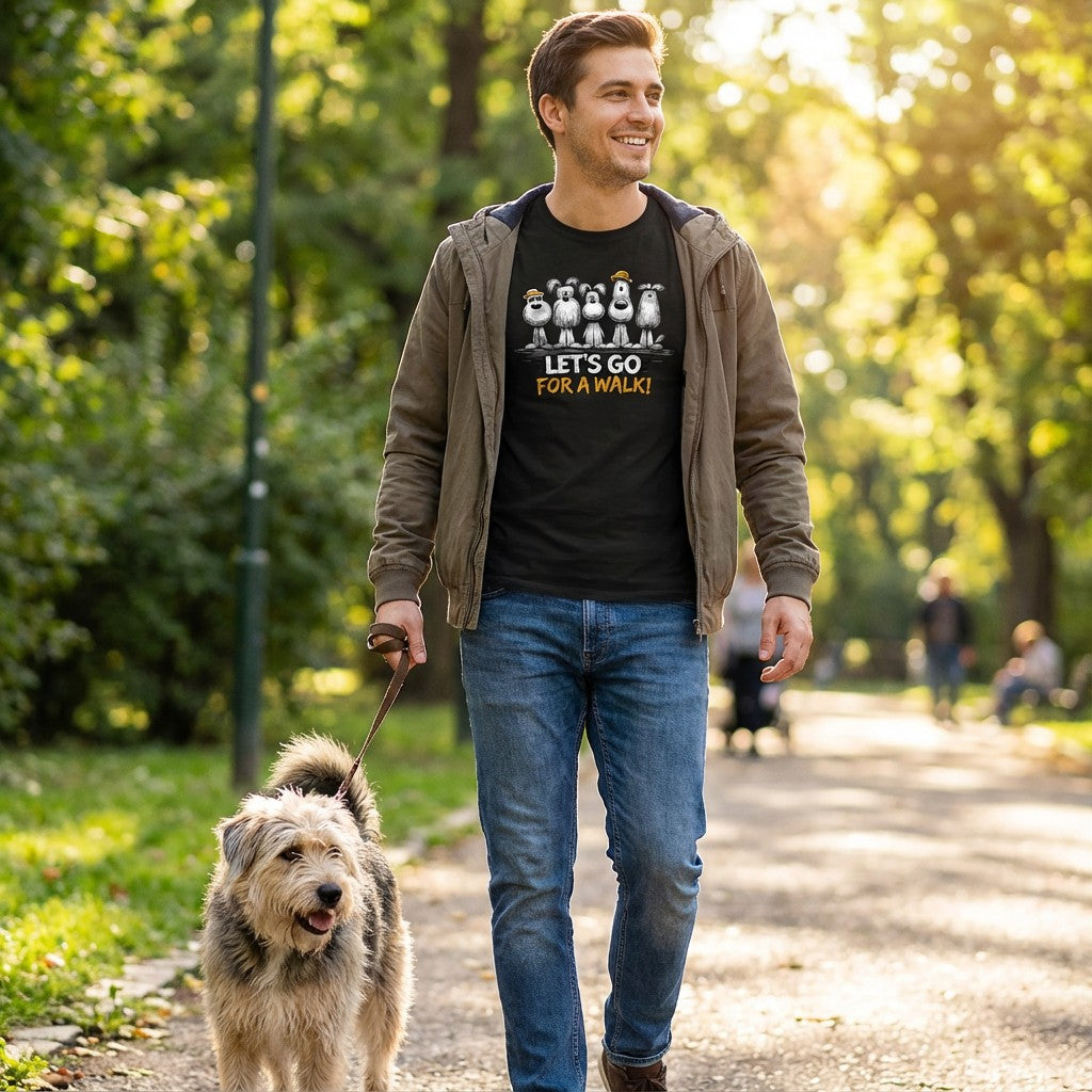 WildVero "Let's Go For A Walk" Funny Dogs T-Shirt