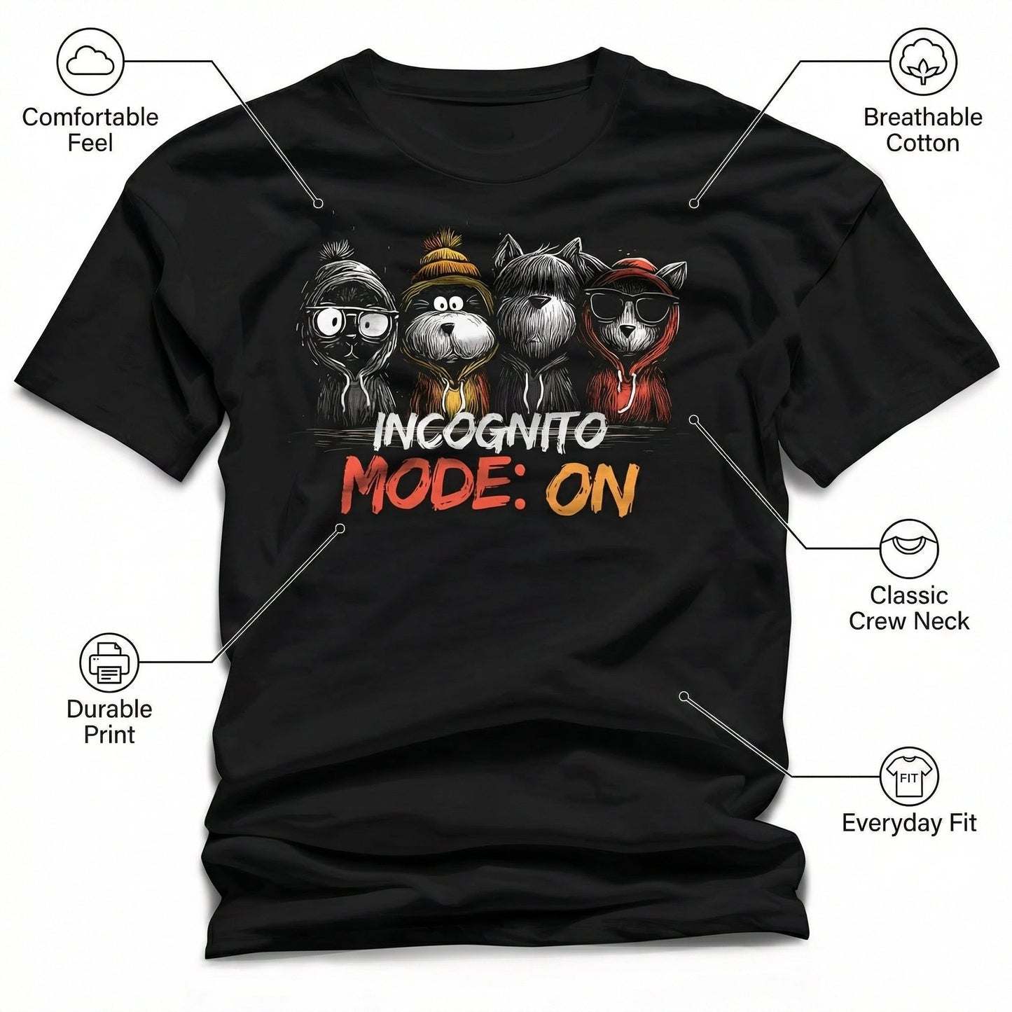 Incognito Mode: On Funny Animal T-Shirt – Introvert Graphic Tee