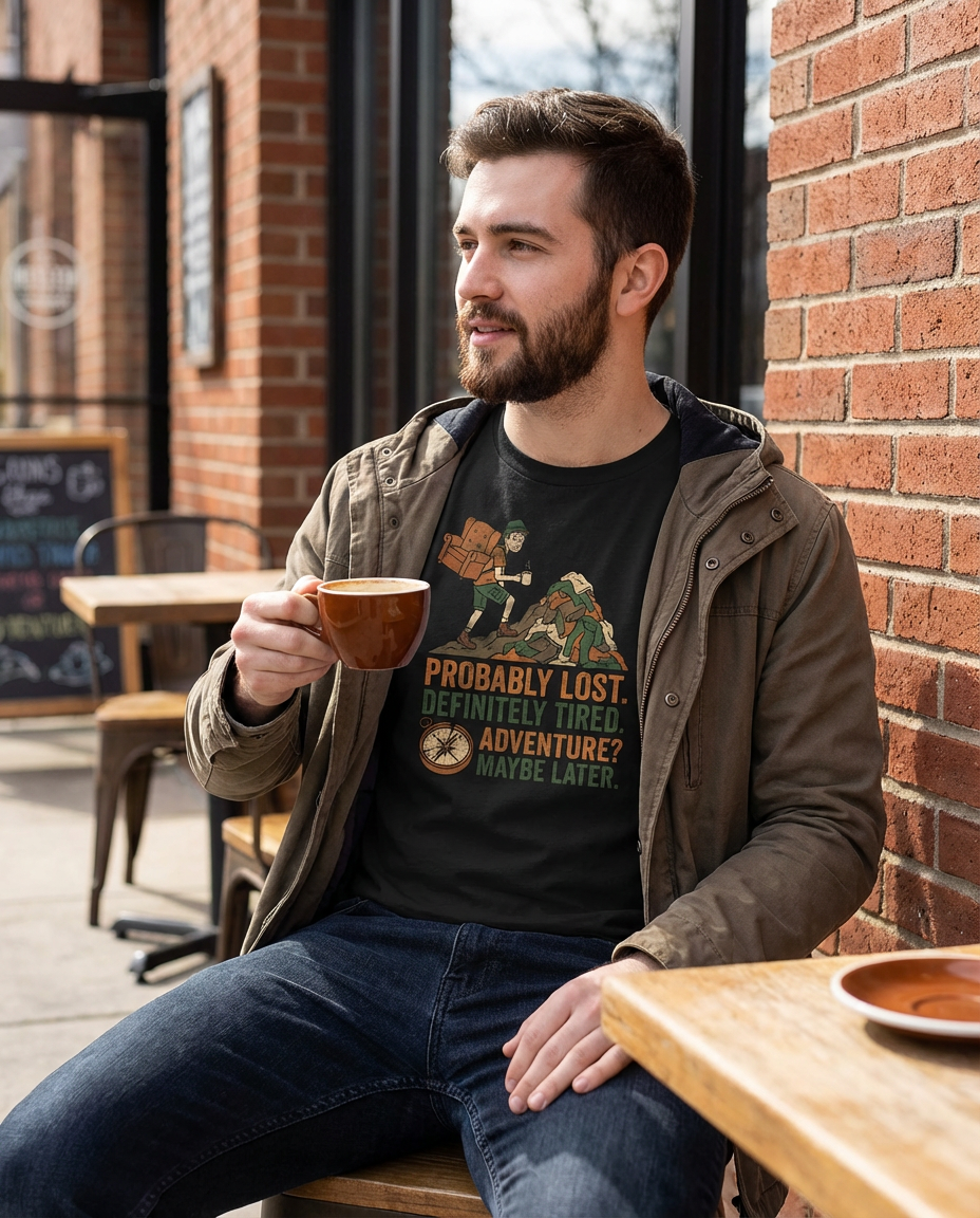 WildVero™ "Probably Lost" Laundry Mountain T-Shirt | Funny Adulting & Hiking Tee