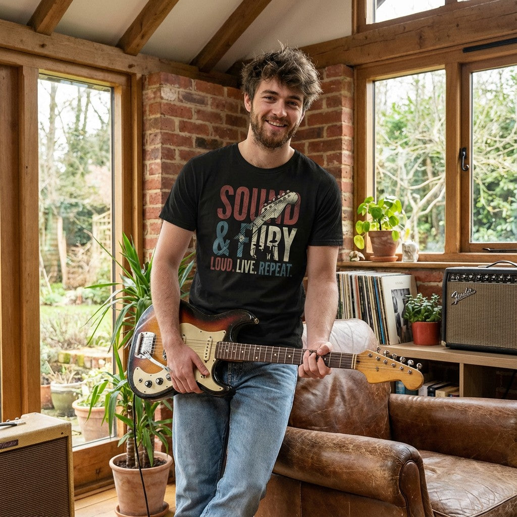 WildVero™ "Sound & Fury" T-Shirt | Vintage Rock Guitar & Live Music Tee