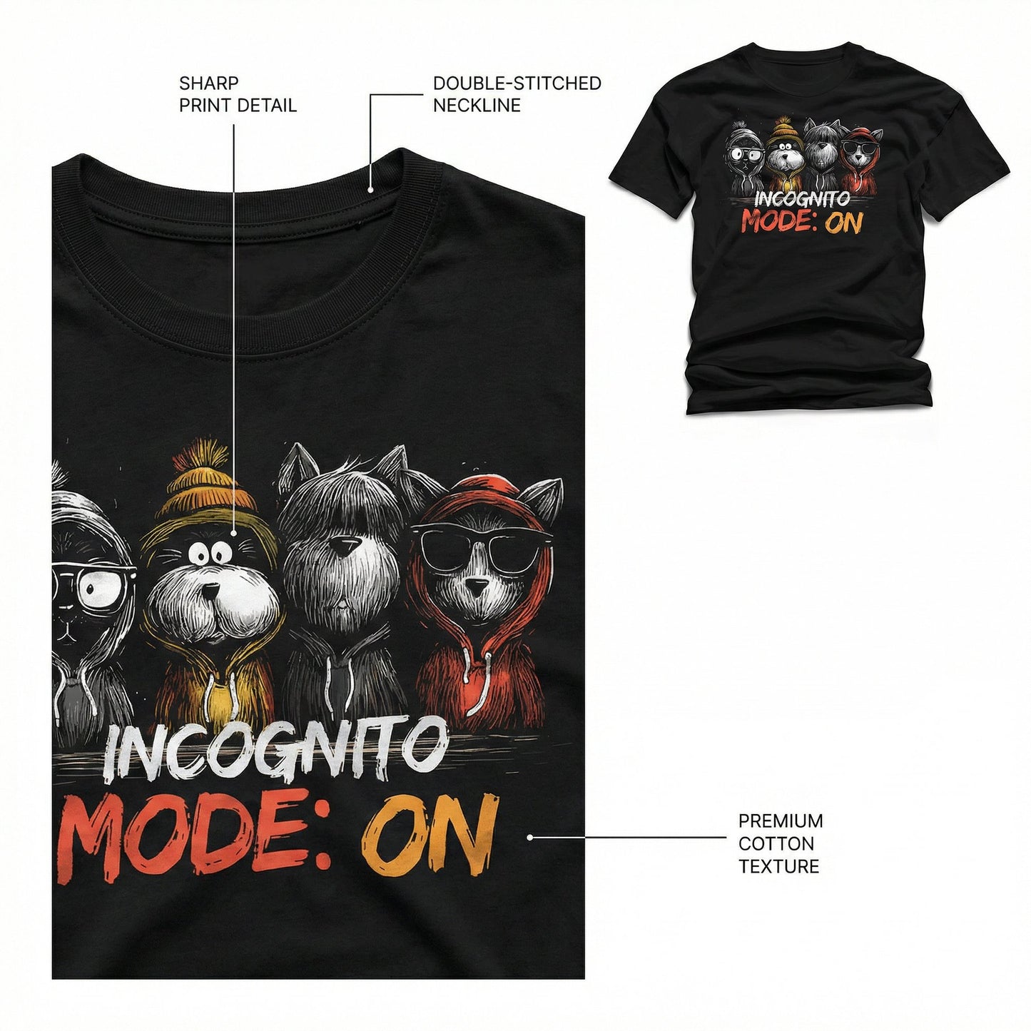 Incognito Mode: On Funny Animal T-Shirt – Introvert Graphic Tee