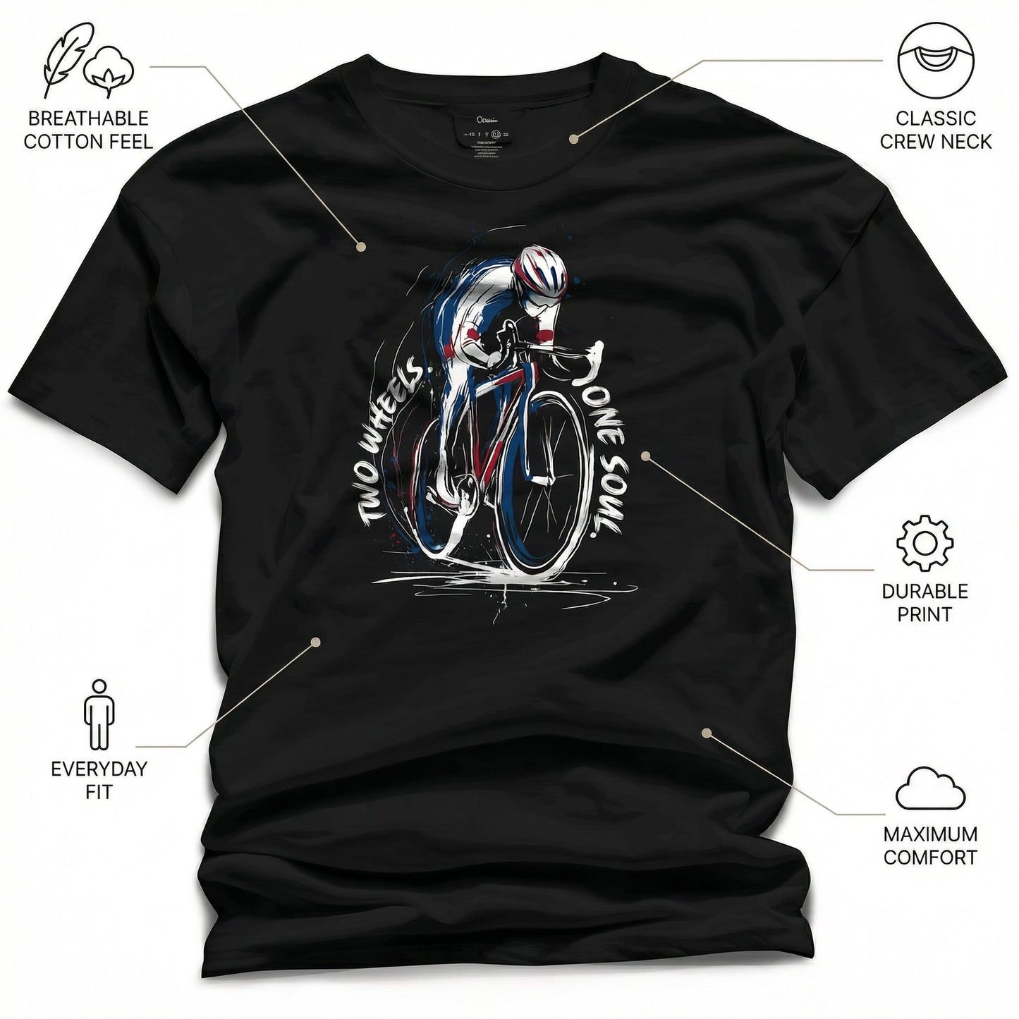 Two Wheels One Soul Road Bike T-Shirt – Cycling Graphic Tee