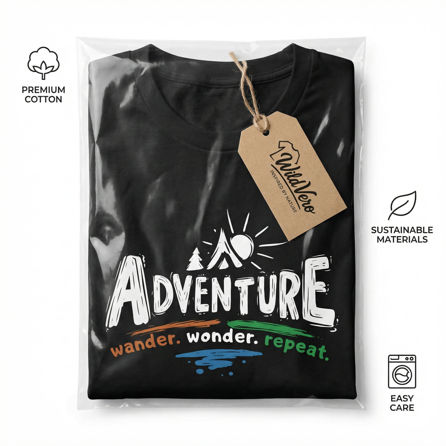 Adventure Wander Wonder Repeat T-Shirt – Camping Hiking Graphic Tee