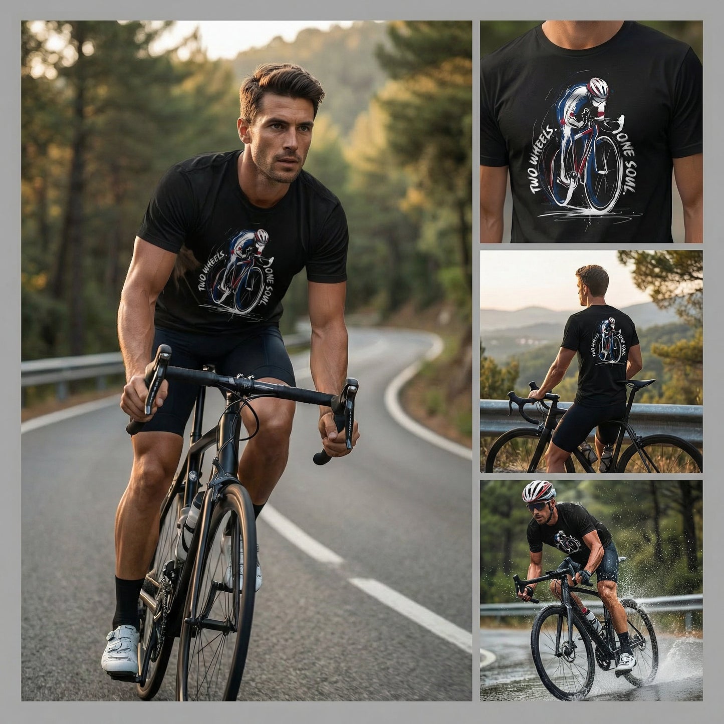 Two Wheels One Soul Road Bike T-Shirt – Cycling Graphic Tee