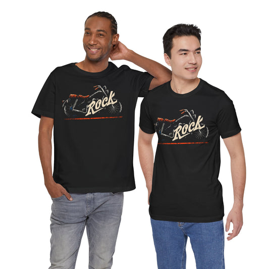 Black Rock Motorcycle t-shirt with vintage distressed classic bike and script typography