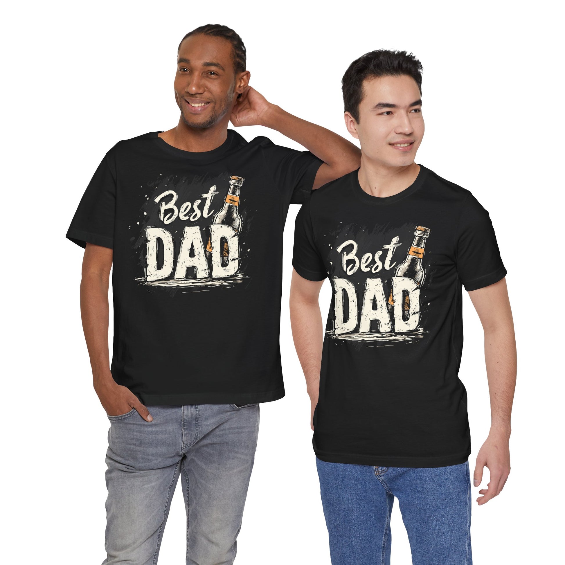 Black Best Dad t-shirt with grunge typography and beer bottle Father's Day gift design