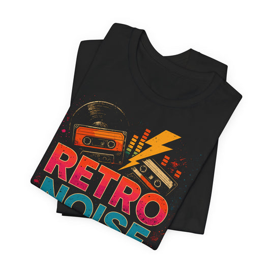 "Retro Noise" 80s Cassette Tape Graphic T-Shirt – Vintage Synthwave Music Tee