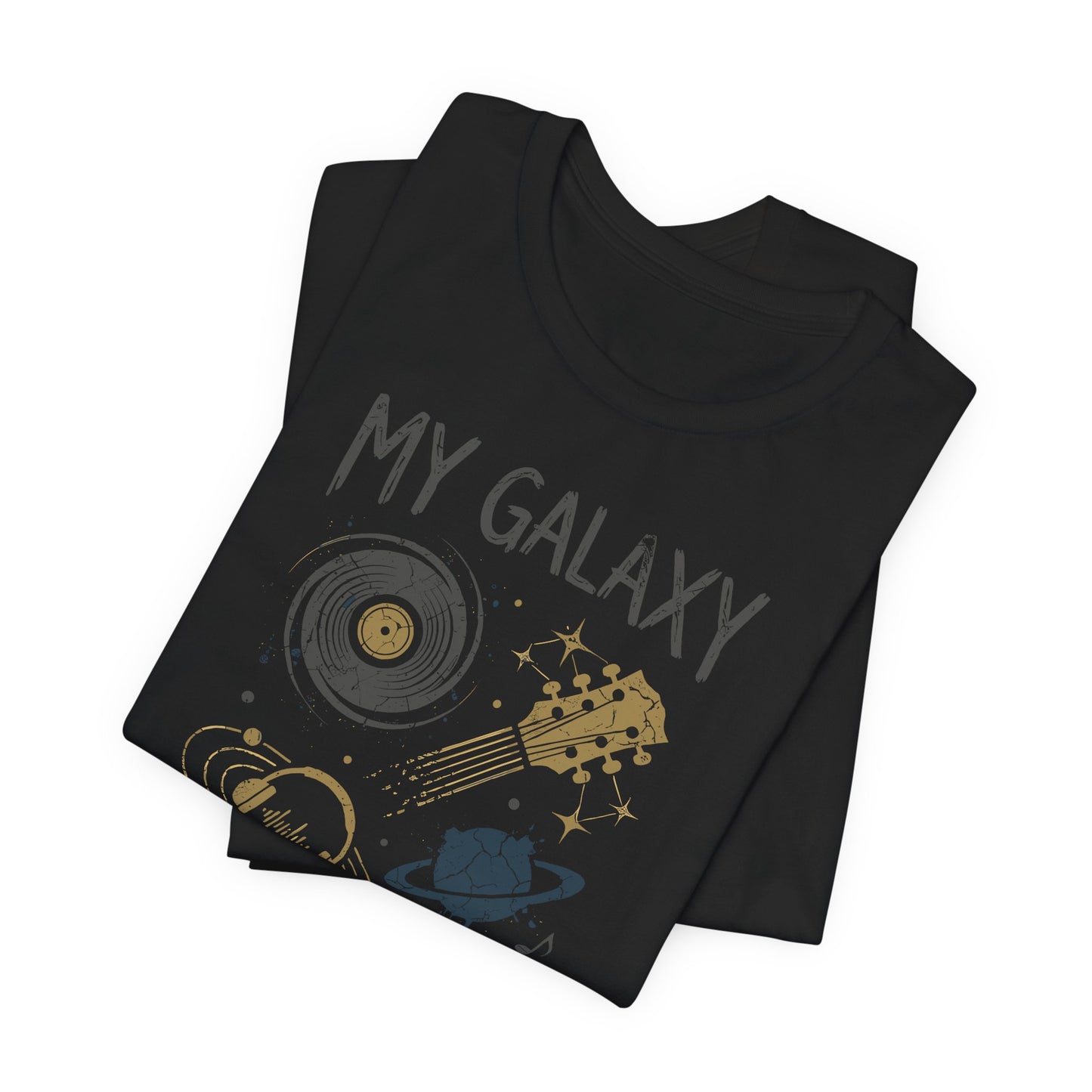"My Galaxy" Cosmic Music Icons T-Shirt – Vinyl, Guitar & Headphones Graphic Tee