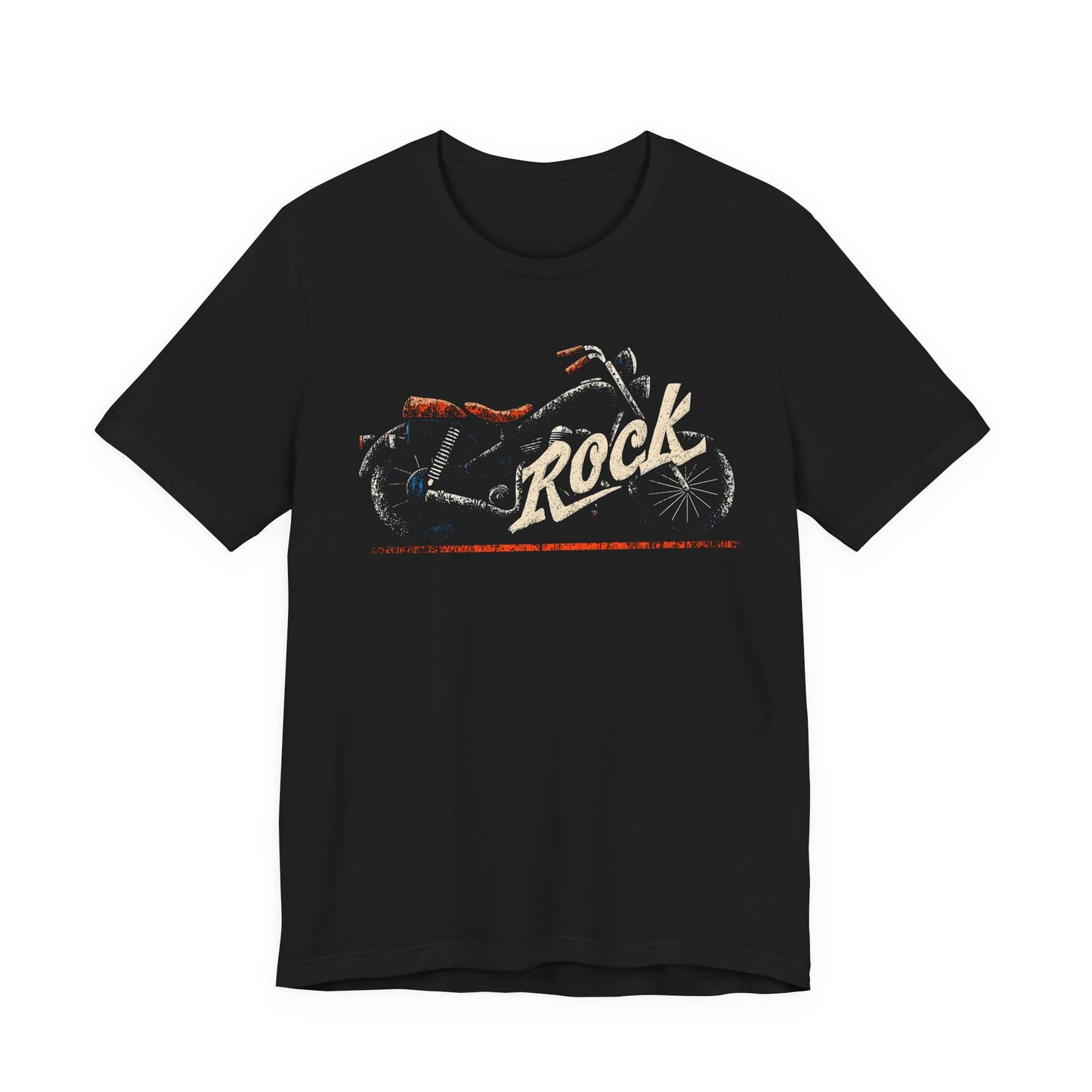 Black Rock Motorcycle t-shirt with vintage distressed classic bike and script typography