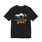Black Smile Camera t-shirt with vintage camera sketch and yellow smiley face graffiti design