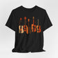 Black Acoustic Heritage t-shirt with five vintage acoustic guitars in warm earth tones