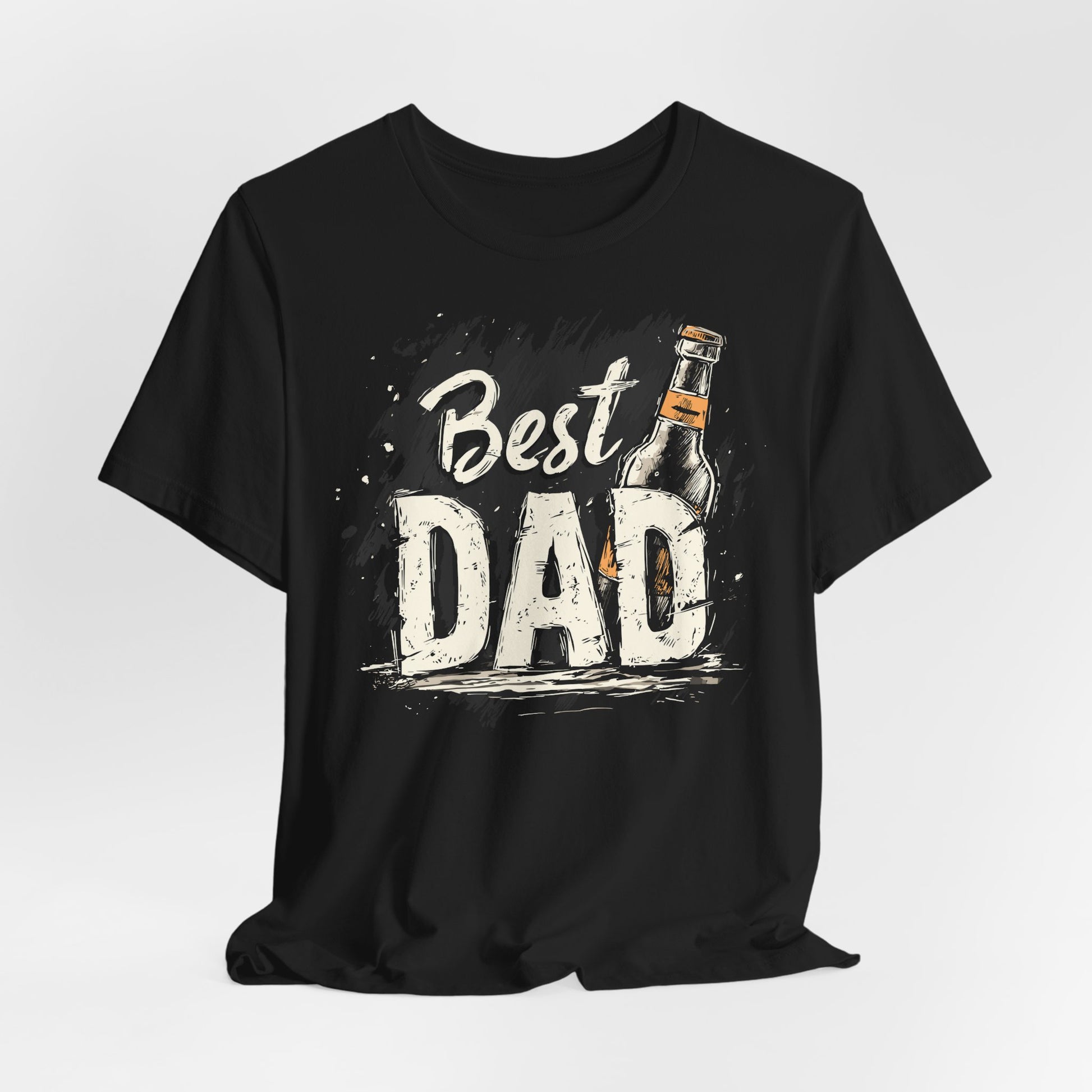 Black Best Dad t-shirt with grunge typography and beer bottle Father's Day gift design
