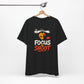 Black Focus & Shoot t-shirt with grunge camera design and orange urban street art aesthetic