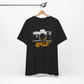 Black Smile Camera t-shirt with vintage camera sketch and yellow smiley face graffiti design