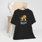 Black Adventure t-shirt with hand-drawn sailboat lighthouse and golden sun nautical design