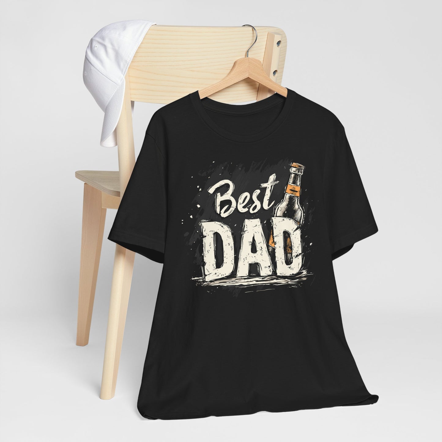 Black Best Dad t-shirt with grunge typography and beer bottle Father's Day gift design