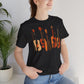 Black Acoustic Heritage t-shirt with five vintage acoustic guitars in warm earth tones