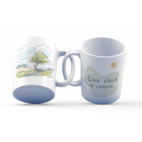 Live Close to Nature Mug – 11oz Sublimation Ceramic Mug, Nature Inspired Coffee Cup